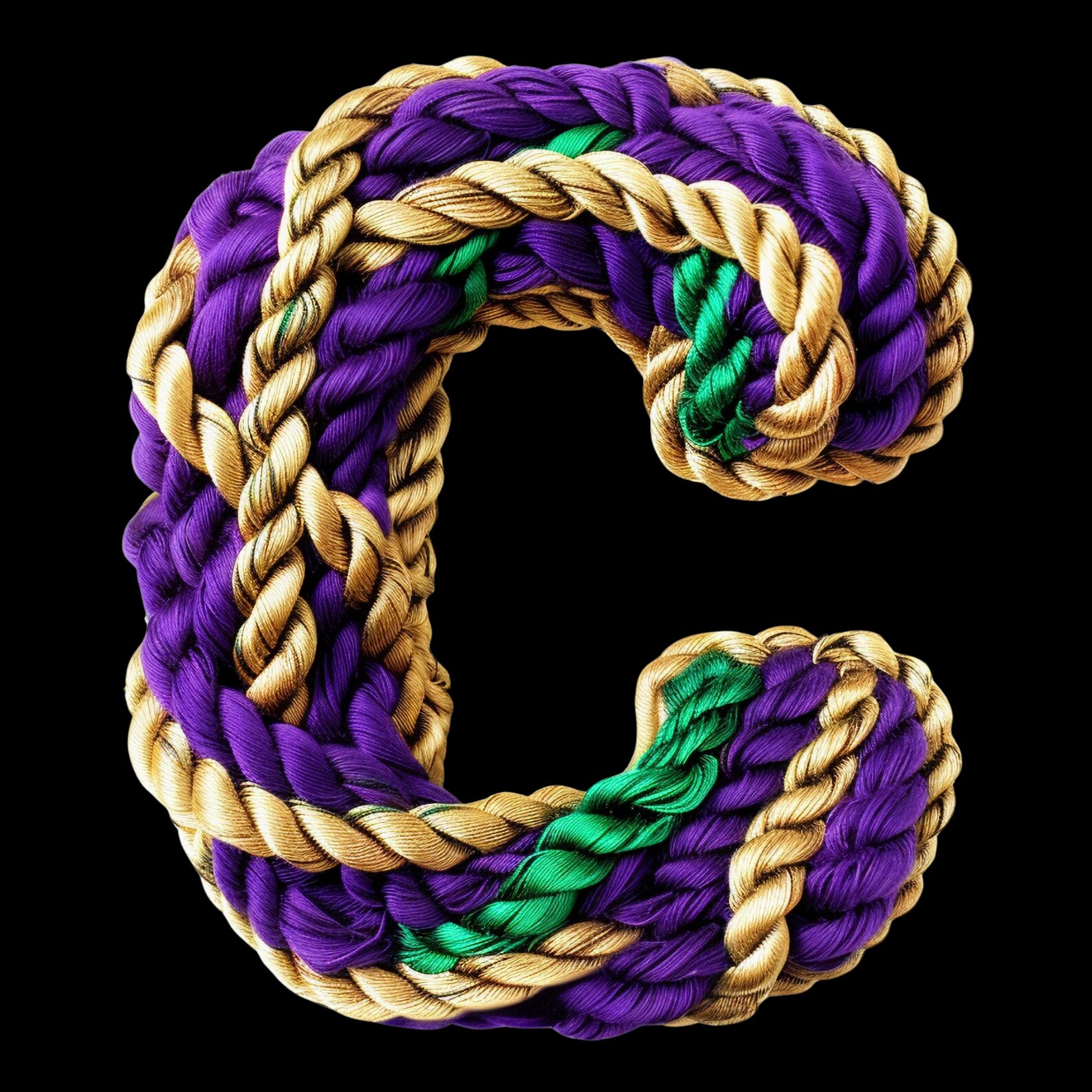 Faux Yarn Mardi Gras Alphabet PNG, 3D Braided Rope Letters and Numbers ...