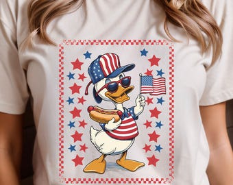 Patriotic Goose PNG, Funny 4th of July Duck Clipart, Digital Download