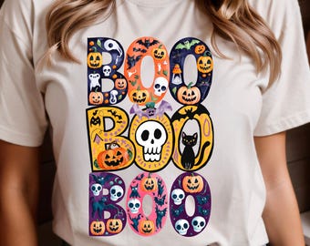 Boo Halloween PNG, Girly Spooky Season Shirt Design, Sublimation, Digital Download
