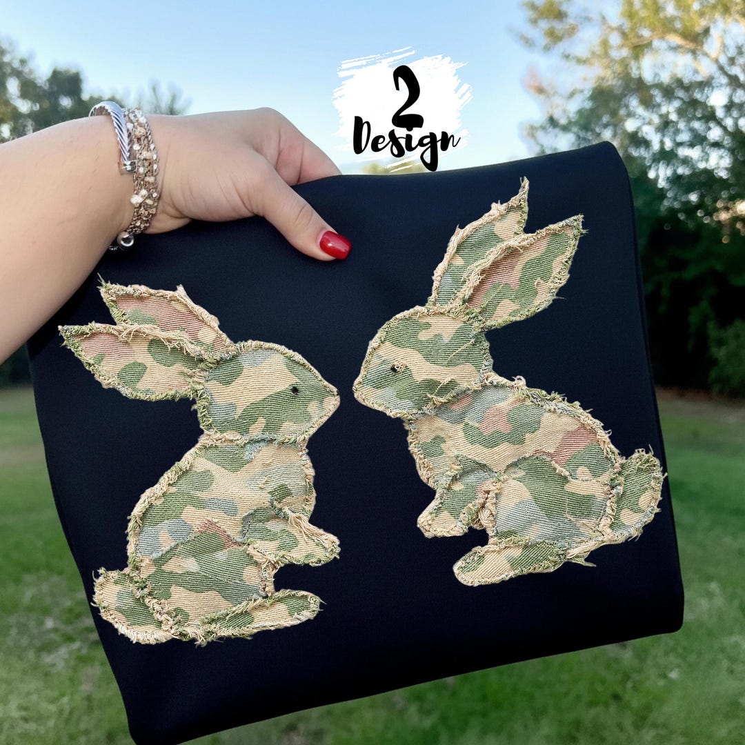 What Bunny Rabbit Camaflouges Camouflage Bunny PNG, Camo Easter Faux Patchwork, Distressed Embroidery ...