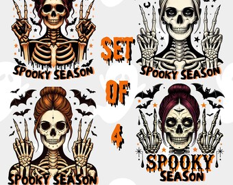 Halloween Skeleton Girl PNG, Spooky Season Sublimation Design, Digital Download