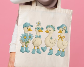 Cute Goose Embroidery Png File, Floral Goose Bow Embroidery Png File, Western Goose Embroidery, Blue boots Goose, Free Mockup Bundle