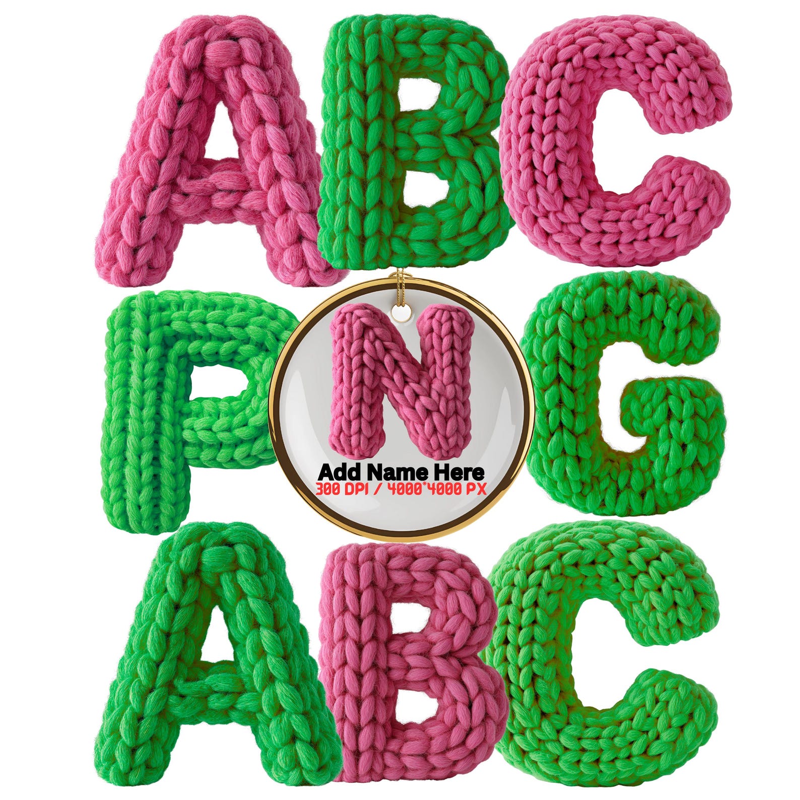Yarn Letter R Knitted Alphabet PNG Bundle, Yarn Letters Clipart, Chunky Knit Font ...