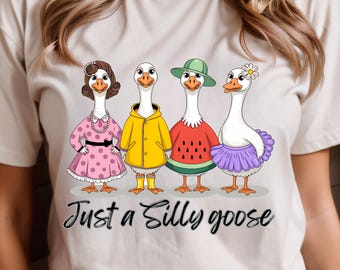Silly Goose Family PNG,Retro Trendy Clipart (Digital Download)