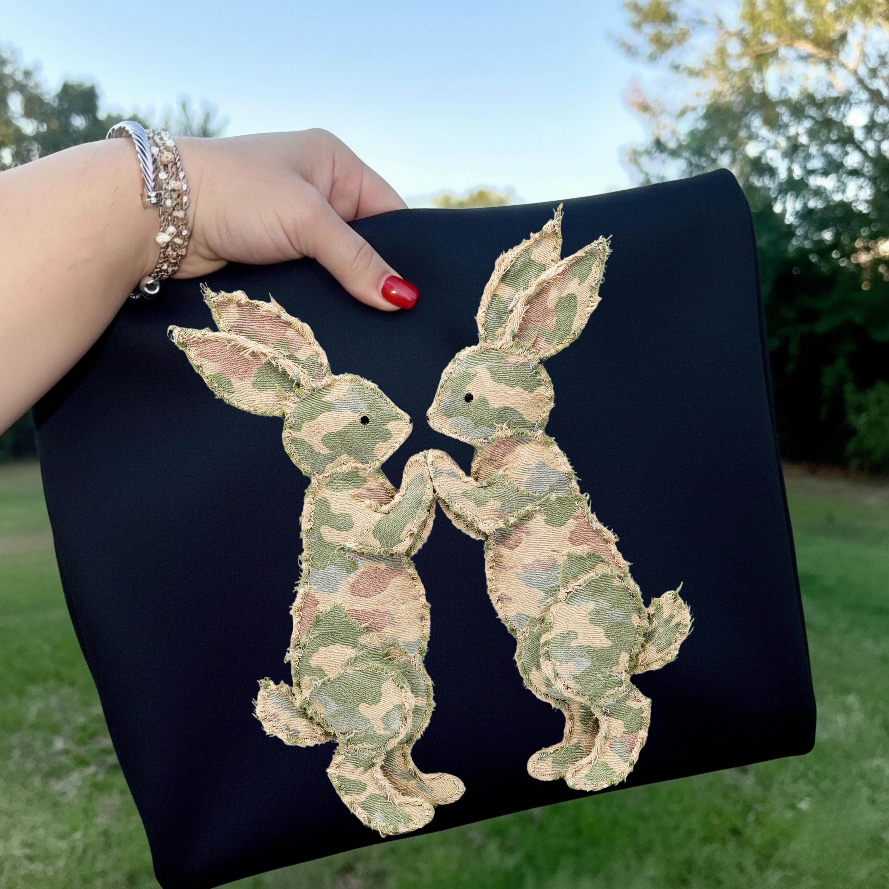 What Bunny Rabbit Camaflouges Camouflage Bunny PNG, Camo Easter Faux Patchwork, Distressed Embroidery ...