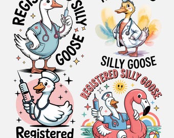 Registered Silly Goose Nurse Bundle Png, RN Png, Funny Medical Sublimation, Nurse Gift Png, Funny Goose, Funny Gift, Funny Silly Goose Day