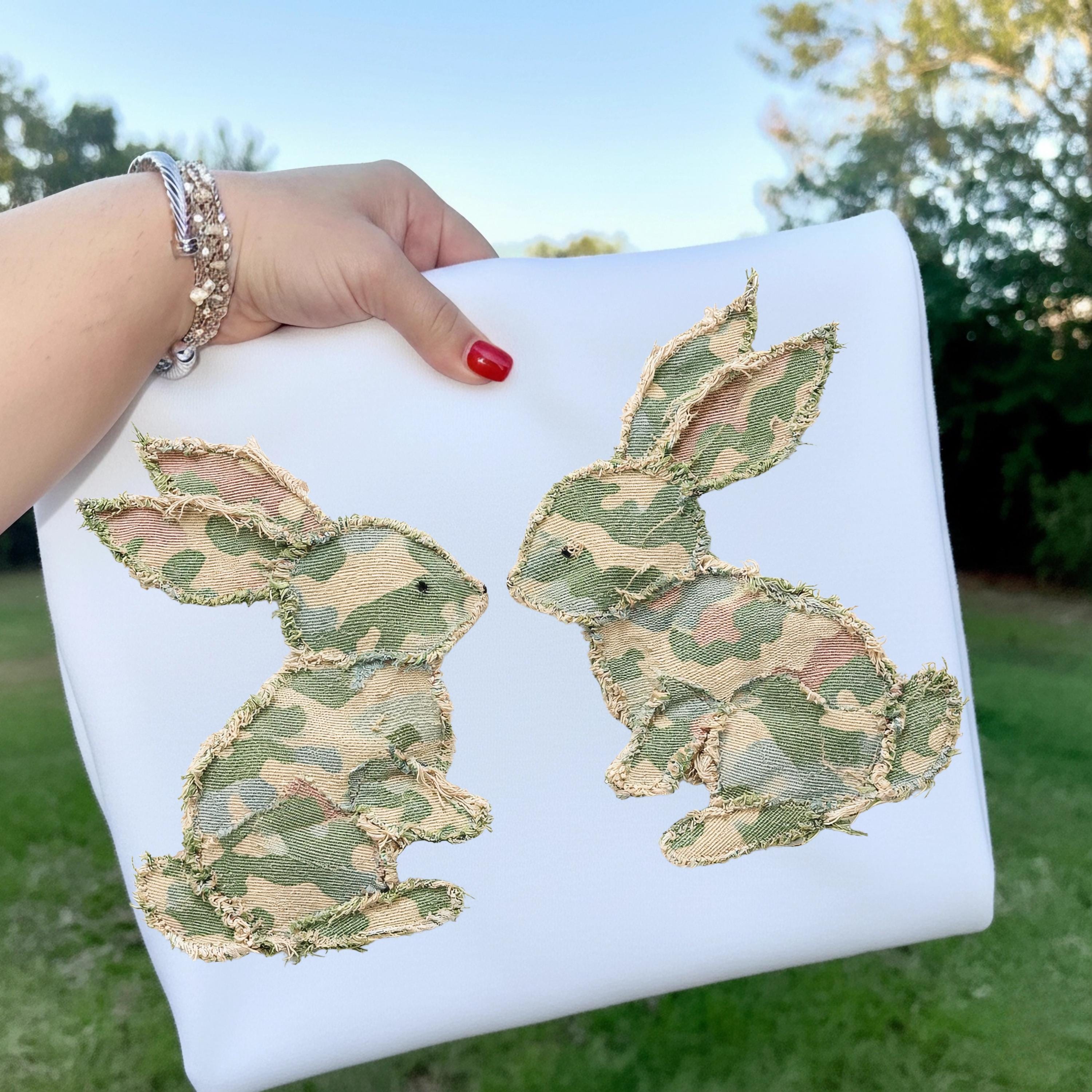 What Bunny Rabbit Camaflouges Camouflage Bunny PNG, Camo Easter Faux Patchwork, Distressed Embroidery ...