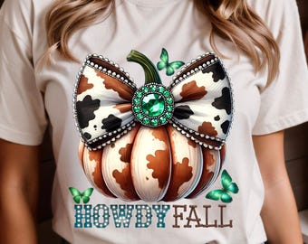 Ciao autunno zucca di mucca PNG, design per maglietta western, design a sublimazione, download digitale
