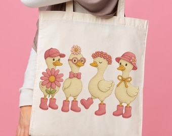 Cute Goose Embroidery Png File, Floral Goose Bow Embroidery Png File, Western Goose Embroidery, Cute Geese Embroidery, FREE Mockup Bundle