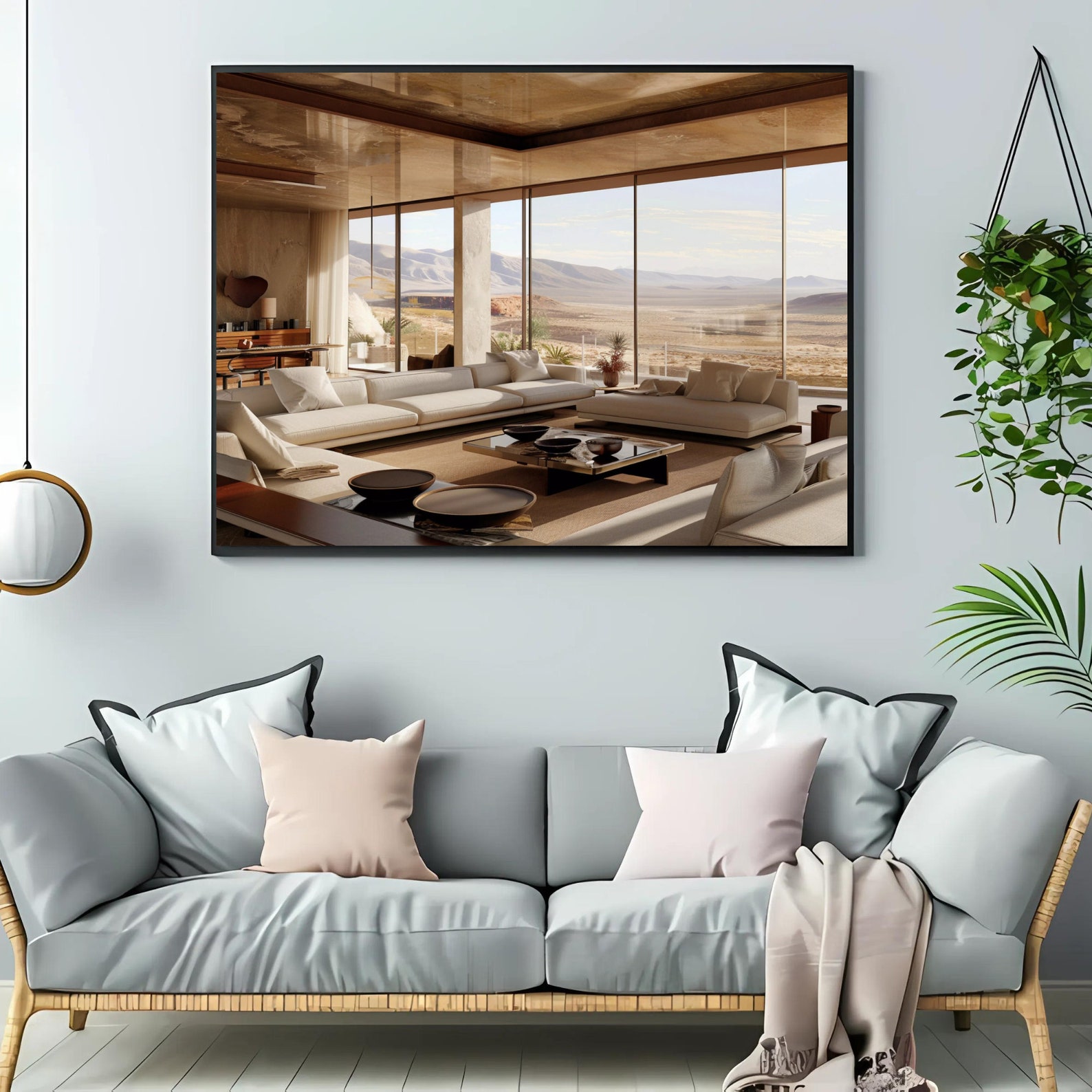Set of 8 Modern Living Room Poster, Poster Bundle, Living Room With a