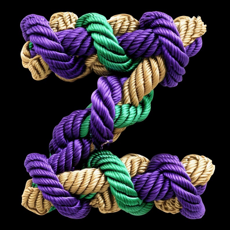 Faux Yarn Mardi Gras Alphabet PNG, 3D Braided Rope Letters and Numbers ...