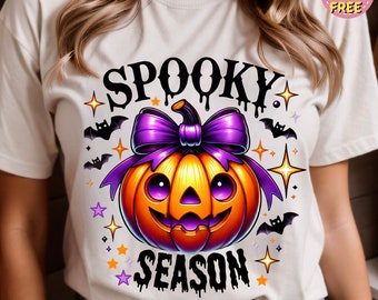 Retro Halloween Pumpkin PNG, Spooky Season Shirt Design, Sublimation Design, Digital Download