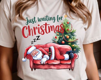 Sleeping Santa Christmas PNG, Retro Holiday Sublimation Design, Digital Download