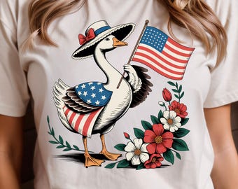 Patriotic Goose Clipart, 4th of July PNG Set, Sublimation Design, Digital Download