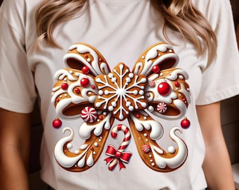 Kerstpeperkoekstrik PNG, coquetteshirtontwerp, sublimatieontwerp, digitale download