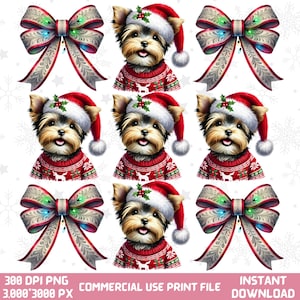 Coquette Yorkshire Terrier puppy Bow Png, Coquette dog, doodle mom, coquette design, Yorkshire Terrier puppy dog, Dog Christmas Coquette bow