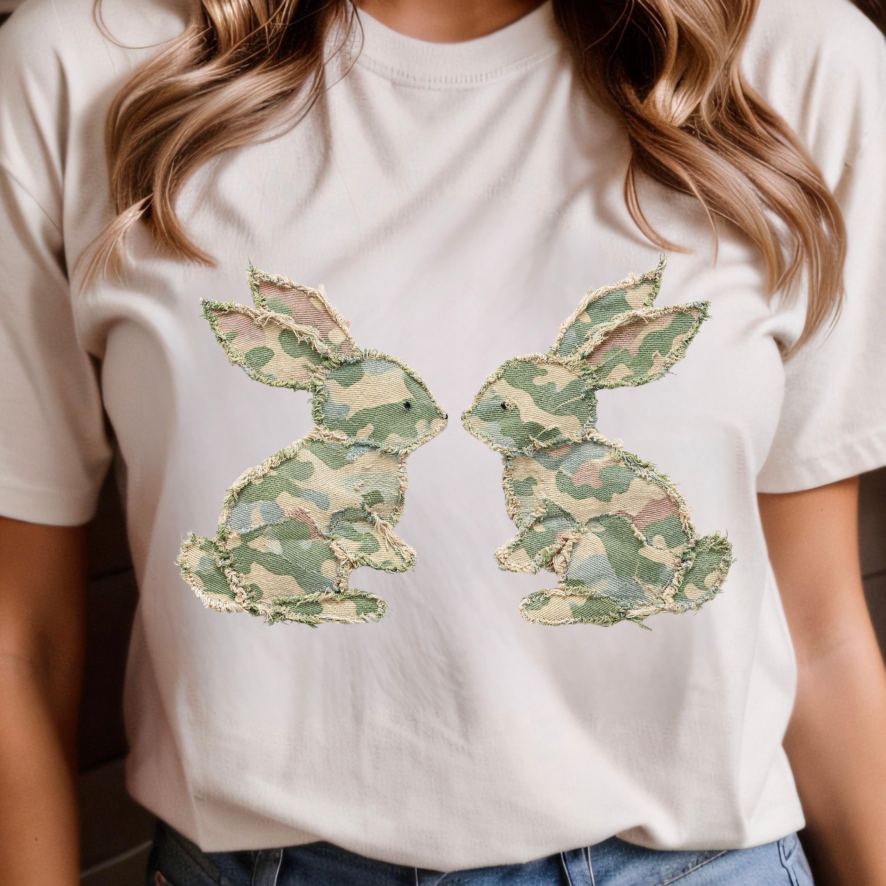 What Bunny Rabbit Camaflouges Camouflage Bunny PNG, Camo Easter Faux Patchwork, Distressed Embroidery ...