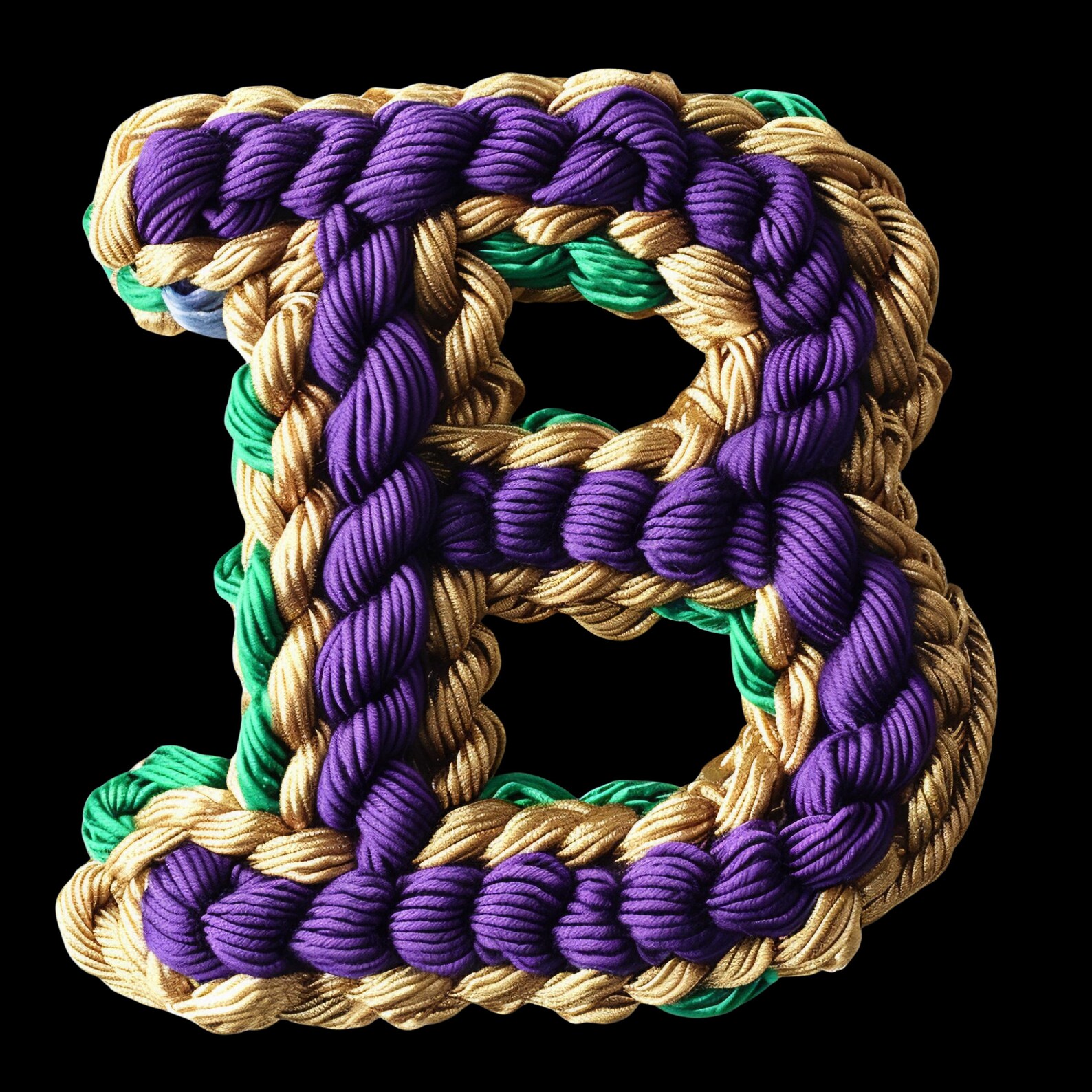 Faux Yarn Mardi Gras Alphabet PNG, 3D Braided Rope Letters and Numbers ...