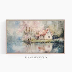 Spring Lake Cottage Vintage Painting for Samsung Frame TV (Digital Download)