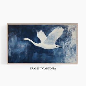White Swan Oil Painting for Frame TV: Moody Vintage Art (Digital Download)