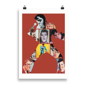 Manifesto disegnato a mano con caricature di Elvis Presley.