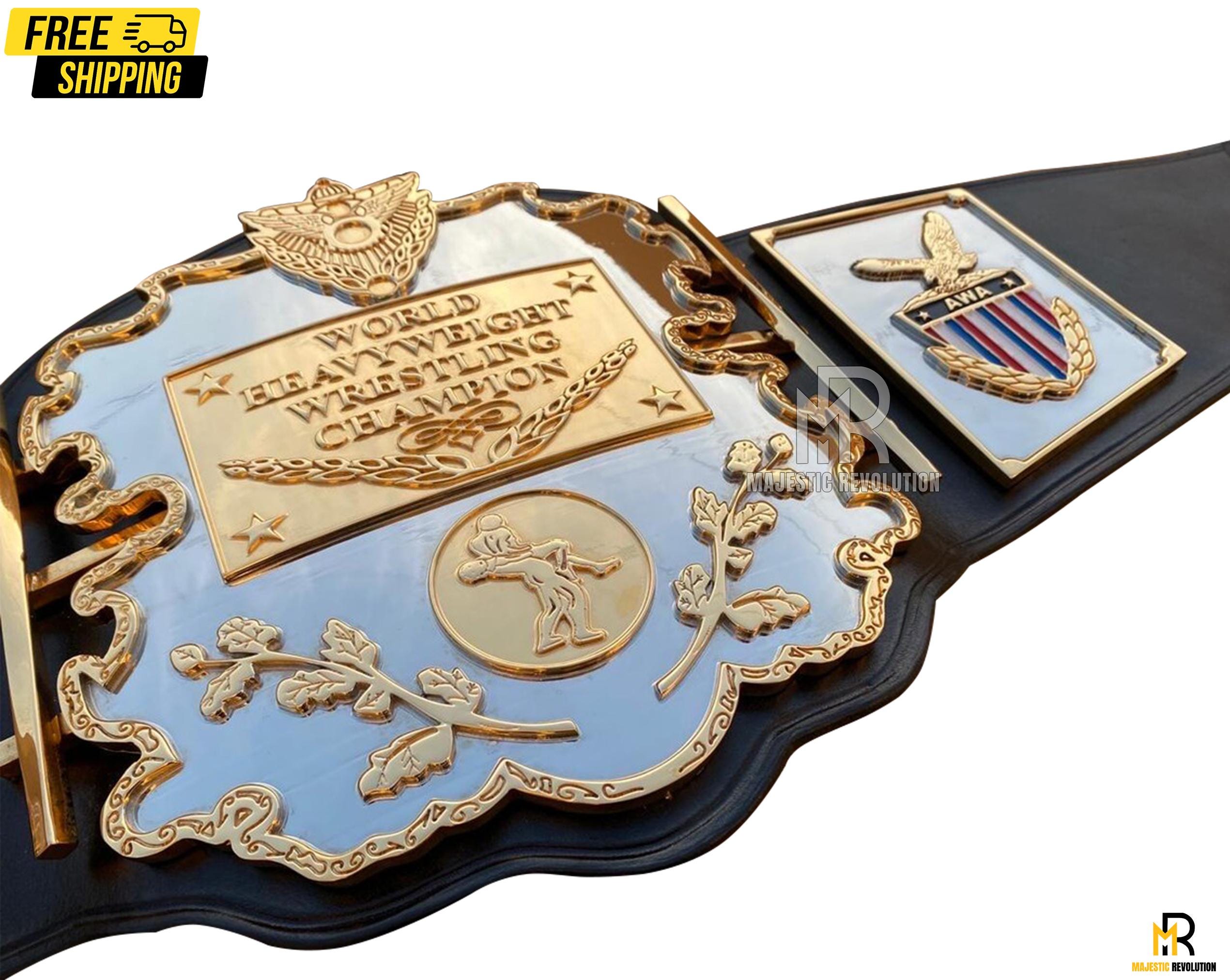 champion ヴィンテージ　MADE IN USA 44 AWA World Heavyweight Wrestling Championship Belt - Adult
