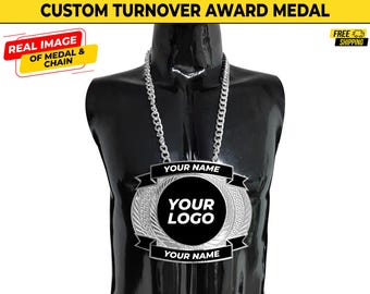 Custom Turnover Award Medal, Personalized Championship Medal with Logo or Text, Sports Trophy Necklace, Gift for Athletes, Winners Gift
