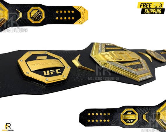 UFC Legacy Championship Belt Replica: Genuine Leather, Brass Plates