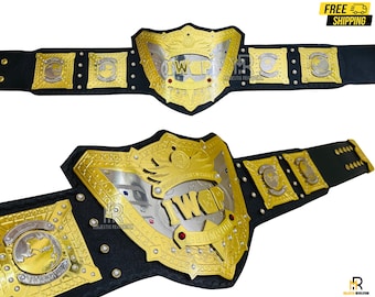 IWGP V5 Style Heavyweight Championship Belt, 4mm Dual Layer Plated Wrestling Title Replica, Collectors Gold Silver Adult Size Gift