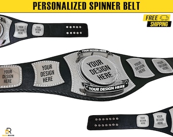 Personalized Spinner Championship Belt - Heavyweight Premium Design, Adult Size with Brass/Zinc Plates, Custom Title for Fans and Collectors