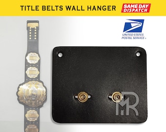 Wrestling Belt Wall Hanger, Adjustable Size Real Leather Title Belt Display Hanger (Same Day Ready To Ship)