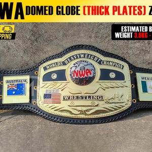 NWA Domed Globe Heavyweight Championship Belt Replica: Brass Plates