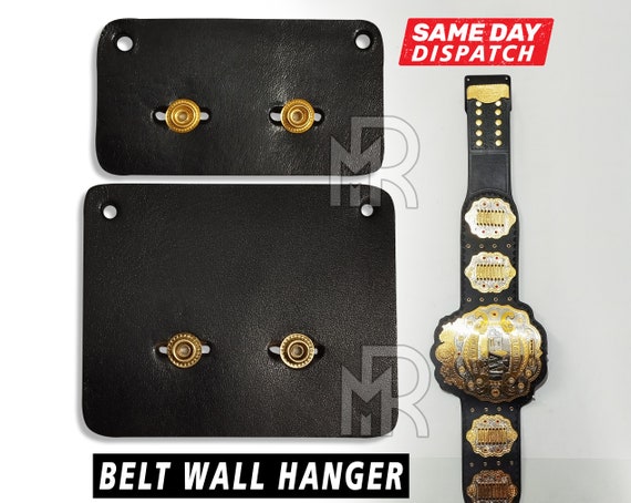 WWE Championship Belt Wall Mount – Adjustable Leather Wrestling Title Belt Display Hanger For Replica Belts