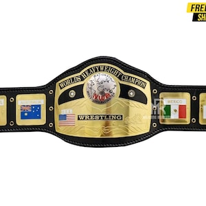 NWA Domed Globe Heavyweight Wrestling Championship Title Belt (Laces Strap) - Adult Size Replica Belt