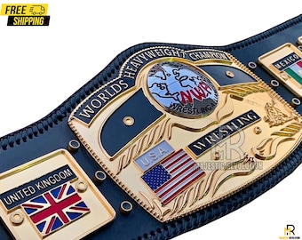 NWA Domed Globe Championship Belt: CNC Zinc, Real Leather, Adult Size