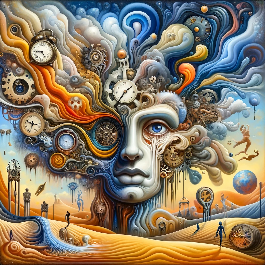Salvador Dali Style Print: Surrealist Melting Clocks Art (digital