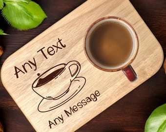Tagliere personalizzato per tè e biscotti / Vassoio in legno inciso personalizzato per gli amanti del tè/caffè / Regalo per anniversario, compleanno, matrimonio / Idea regalo fatta a mano