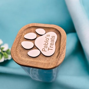 Personalised Dog/Cat Treat Jar - Custom Pet Name Storage Container - Perfect for Dog/Cat Food, Snacks, and Treats - Pet Lover Gift
