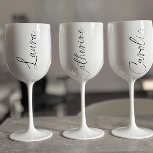 Wine glass personalized white | Wine glass with name | personalized wine glass for JGA | Wine glasses for hen parties