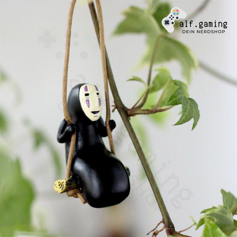 Studio Ghibli Chihiros Reisen Schaukel Figur aus Holz Ohngesicht für Auto, Pflanzen, Geschenk, Deko Bild 4