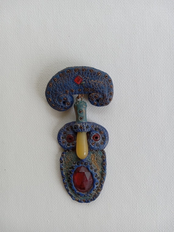 sculpted polymer clay brooch