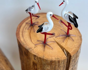 Set of 3 Handcrafted Storks - Elegant Home Decor Accent