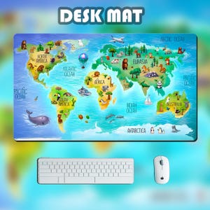 Map Children - Large Gaming Mouse Pad - Kawaii & Funny Deskmat - XXL Gamer Desk Mat 60x30 / 90x30 / 120x90 cm