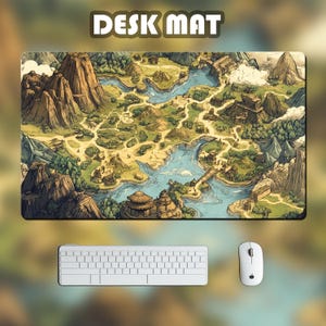 Alfombrilla de ratón para juegos de gran tamaño con diseño de mapa RPG - Alfombrilla de escritorio kawaii y divertida - Alfombrilla de escritorio XXL para gamer 60x30 / 90x30 / 120x90 cm
