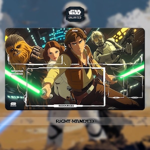 Tapete de juego Star Wars: Unlimited TCG - Han Solo - Chewbacca - R2D2 - Princesa Leia - 600 x 350 mm - TCG