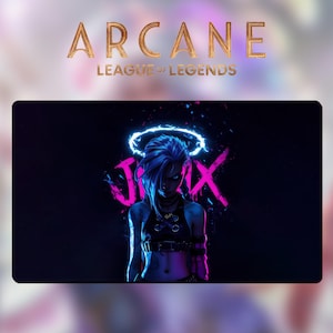 Jinx Arcane LOL - Tappetino per mouse/tappetino da scrivania: bordo cucito 24"x 14" (600 x 350 mm)