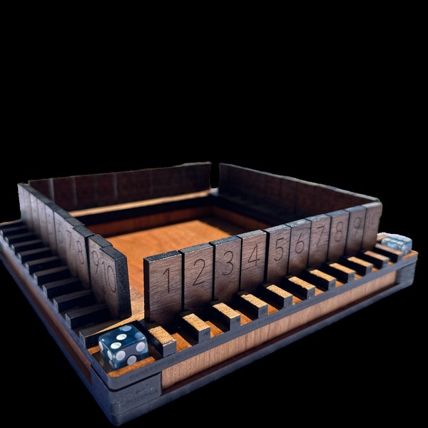 Juego "Cierra la caja" hecho a mano en nogal: madera de sapeli, para todas las edades