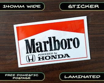 Marlboro Powered by Honda Formula 1 Retro Ayrton Senna Alain Prost Style Sticker Car Bumper Decal F1 Motorsport