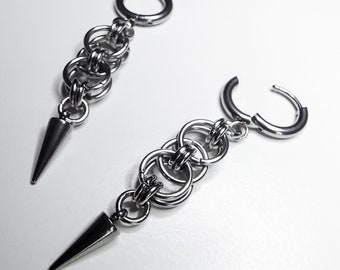 European chainmail earrings with spikes | Stainless steel | Silver-colored | Handmade