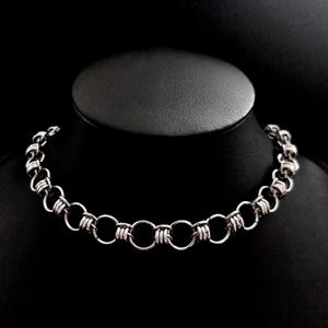 Chainmail choker necklace | Adjustable | Stainless steel | Silver-colored | Handmade